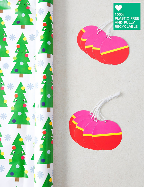 Contemporary Christmas Wrap & Tag Pack - 14m of Wrapping Paper & 12 Gift Tags Image 1 of 2
