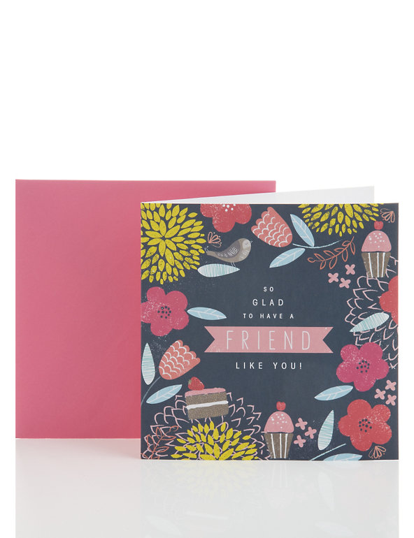 Contemporary Floral and Cake Friendship Birthday Card Image 1 of 2