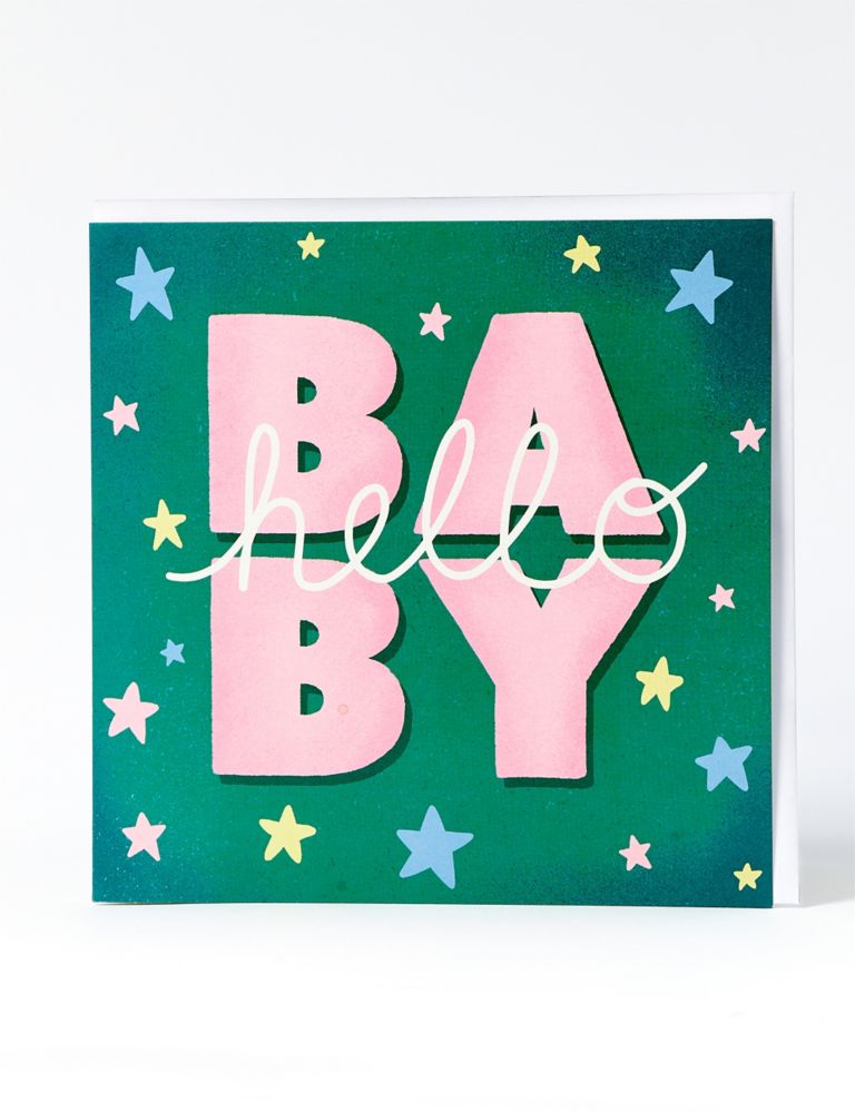 Contemporary Hello New Baby Card 1 of 2