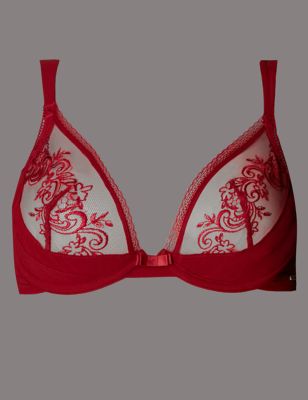 Contemporary Ornament Embroidery Non-Padded Plunge Bra B-D Image 2 of 5