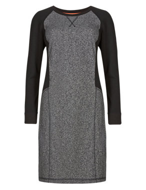 Contrast Panel Marl Sweater Shift Dress available in 3 lengths Image 2 of 4