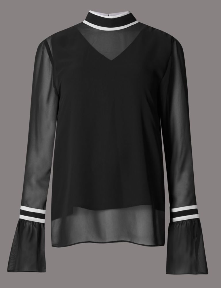 Contrasting Edge High Neck Blouse 2 of 6