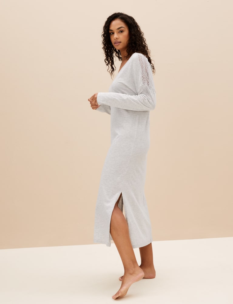 Modal white long nightdress