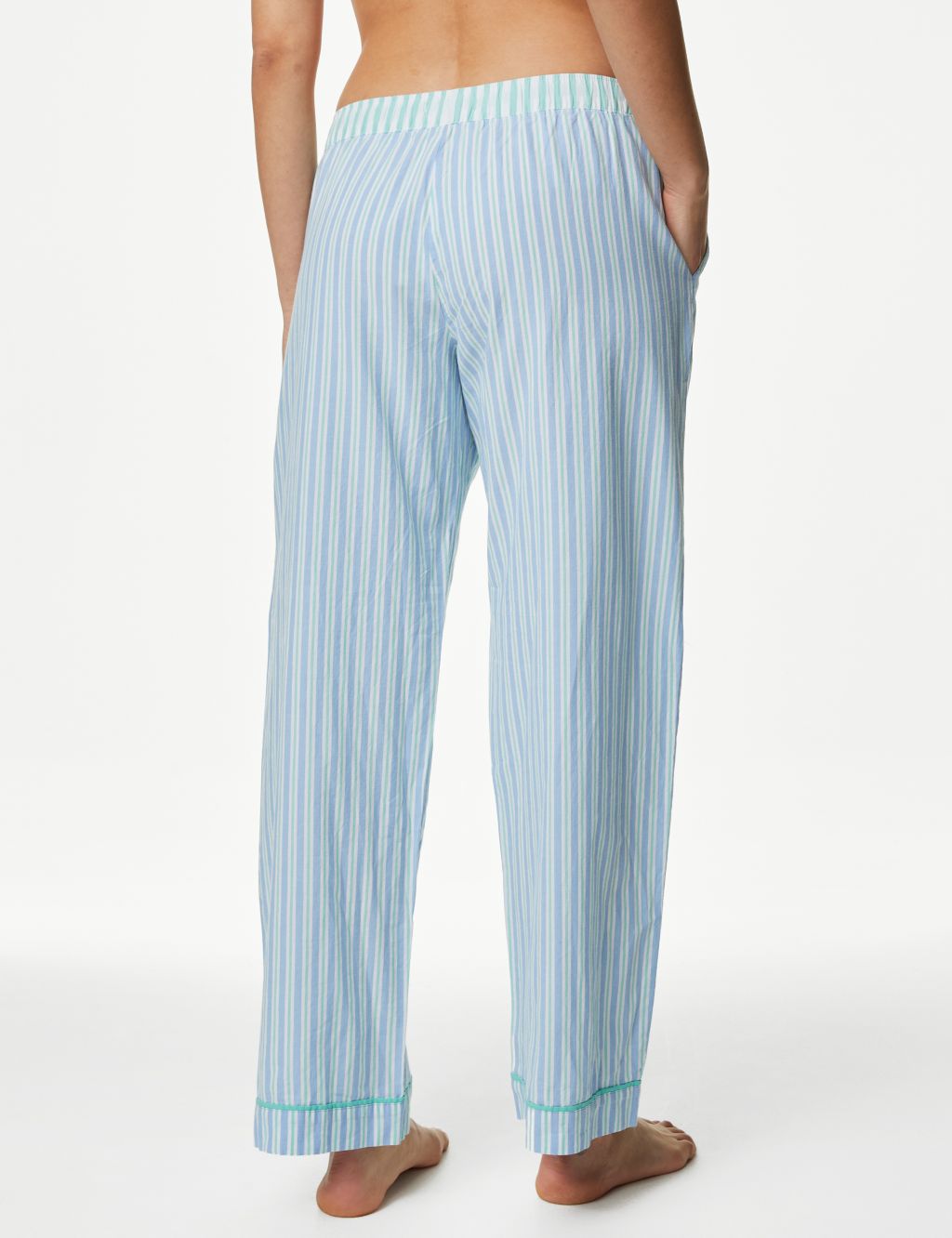 PJ Bottoms in Fine Cotton Pale Blue and Pink Stripe