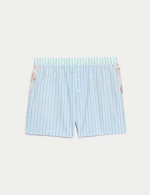 Cool Comfort™ Pure Cotton Striped Pyjama Shorts Image 2 of 6