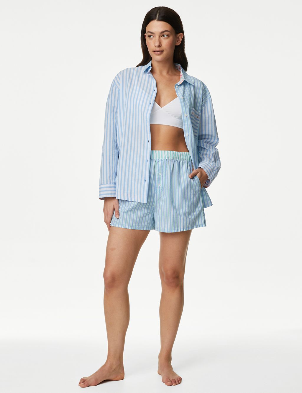 Cool Comfort™ Pure Cotton Striped Pyjama Shorts 4 of 6