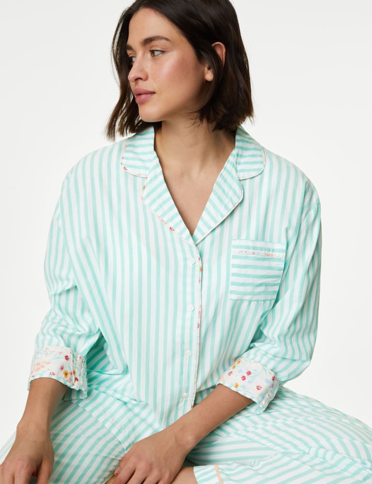 Cool Comfort™ Pure Cotton Striped Pyjama Top 1 of 6