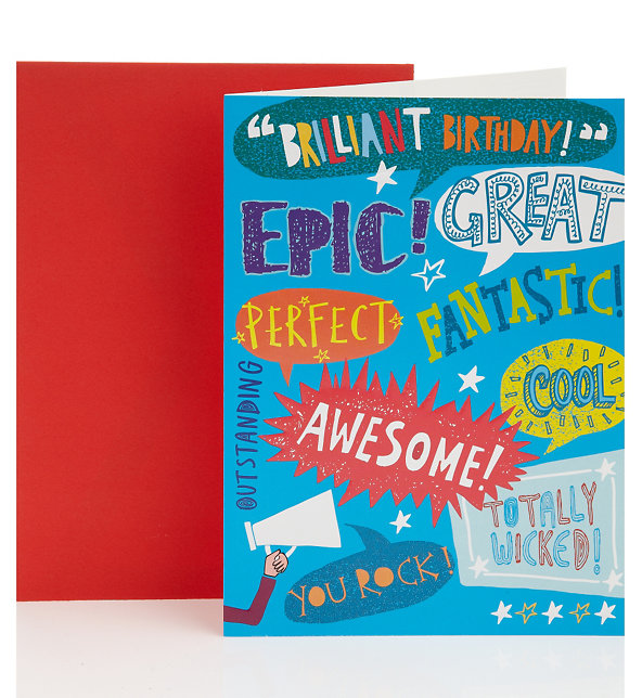 Cool Texts Boy Birthday Greetings Card Image 1 of 2