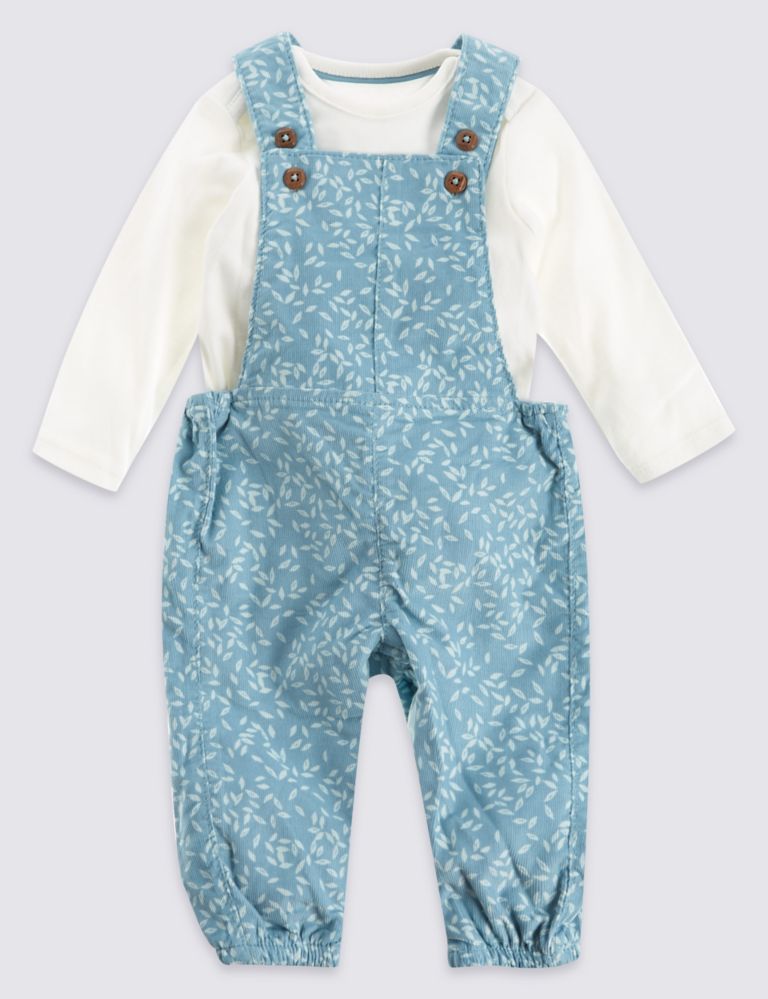Cord All Over Print Dungarees and Bodysuit Outfit 1 of 6