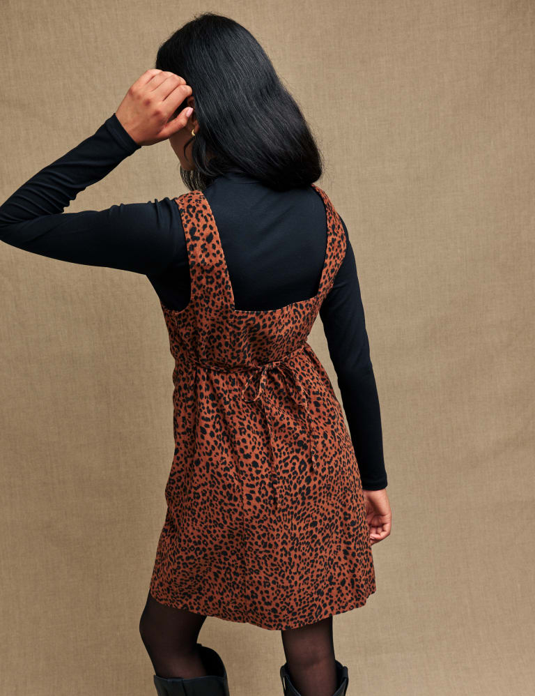 Animal print pinafore dress sales