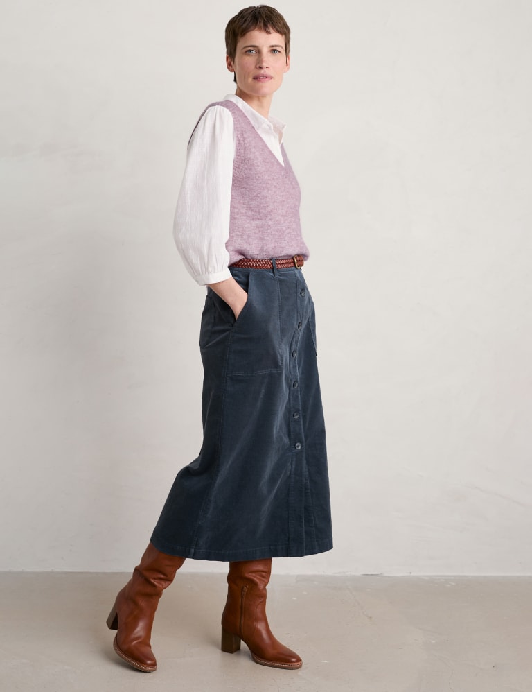 A line midi cord skirt hot sale