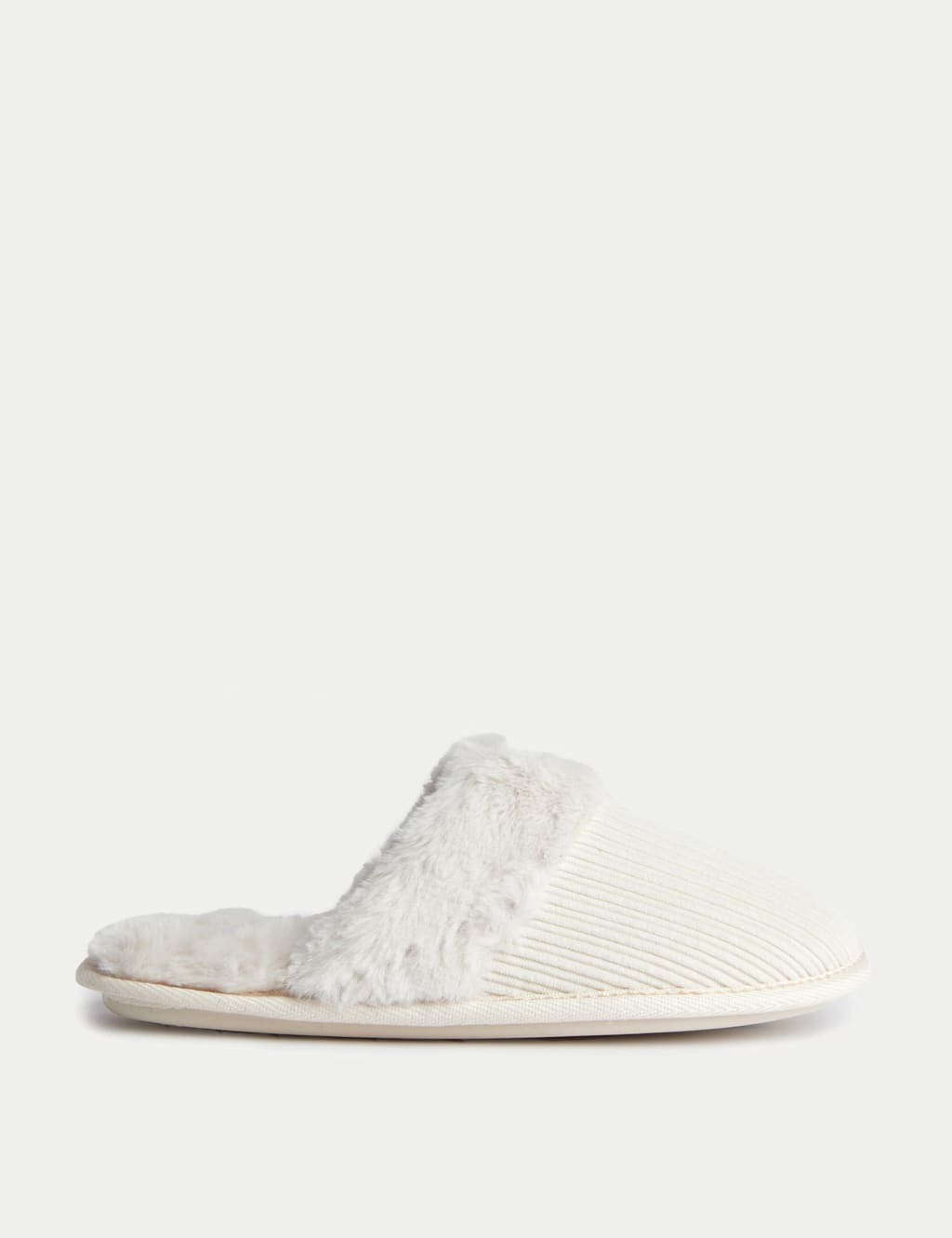Cord Faux Fur Lined Mule Slippers M S Collection M S