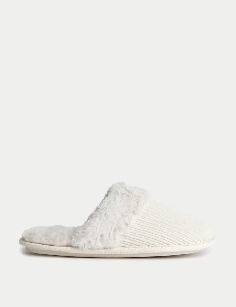 Cord Faux Fur Lined Mule Slippers | M&S Collection | M&S