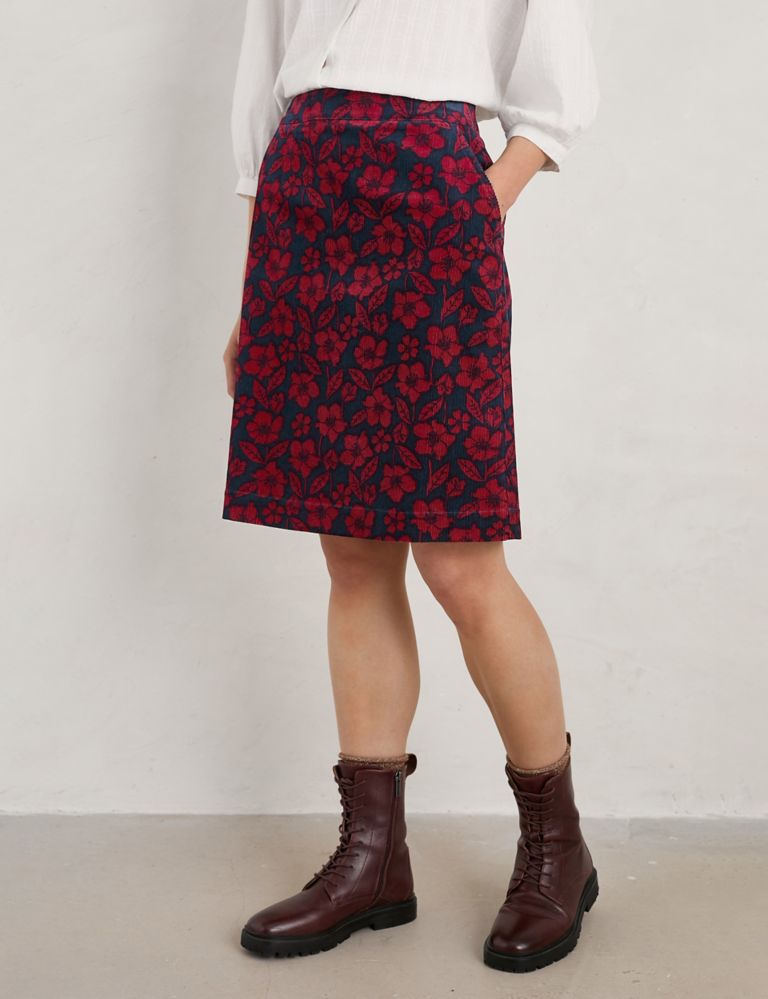 Cord Floral Knee Length A-Line Skirt | Seasalt Cornwall | M&S