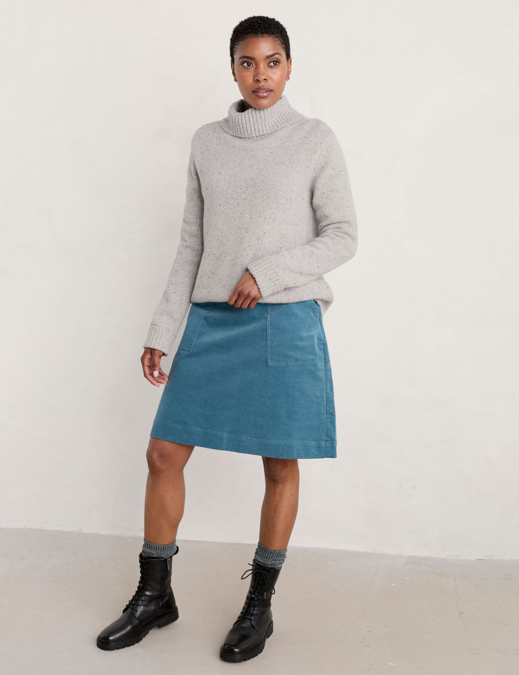 Cord Knee Length A-Line Skirt 3 of 5