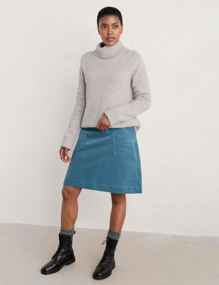 Cord Knee Length A-Line Skirt 1 of 5