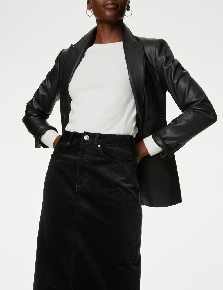 Black leather clearance skirt m&s