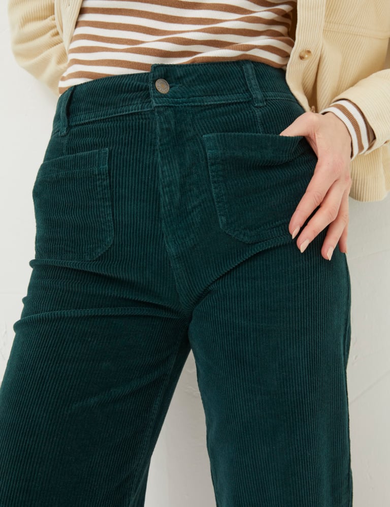 Corduroy cropped wide leg trousers top