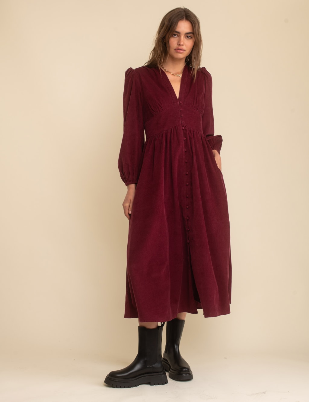 Button through tea dress on sale
