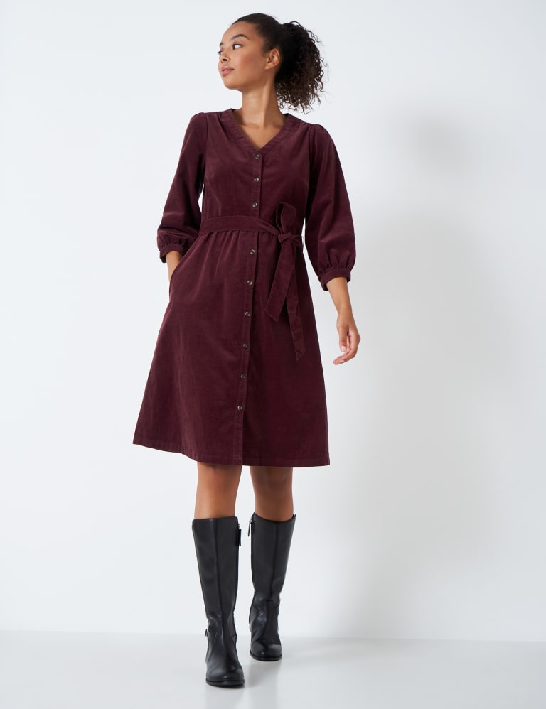 Burgundy cord dress deals