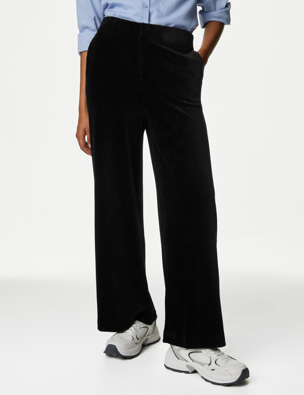 Cord Wide Leg Ankle Grazer Trousers M S Collection M S
