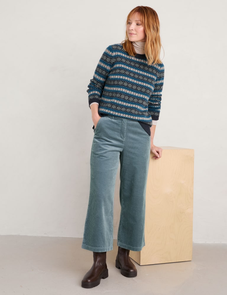 Cord Wide Leg Cropped Trousers