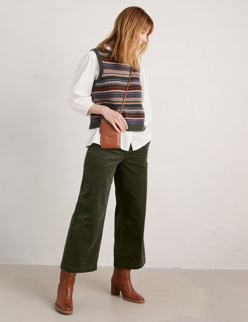 Cord Wide Leg Cropped Trousers 3 of 5