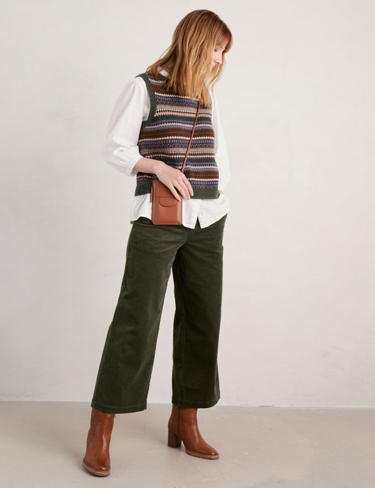 Cord Wide Leg Cropped Trousers 1 of 5