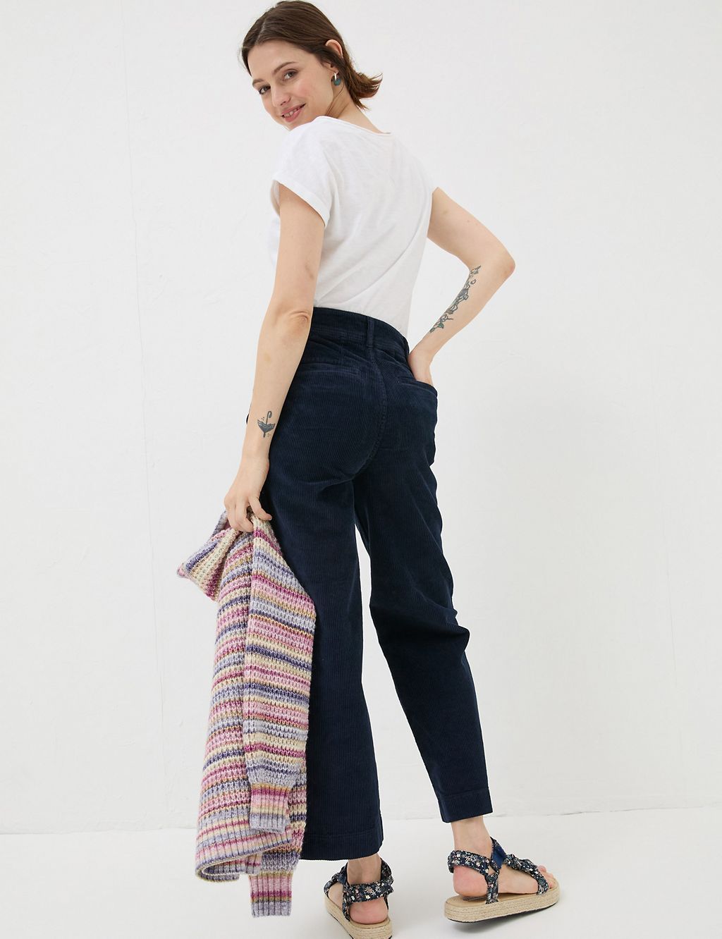 Cord Wide Leg Cropped Trousers 2 of 5