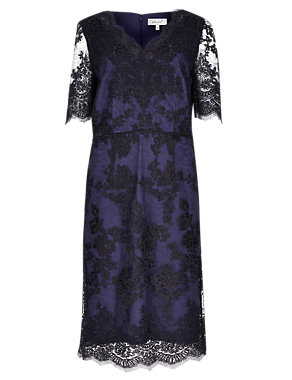 Corded Floral Lace Shift Dress Image 2 of 3