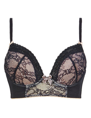Corded Lace Padded Longline Bra A-DD Image 2 of 4