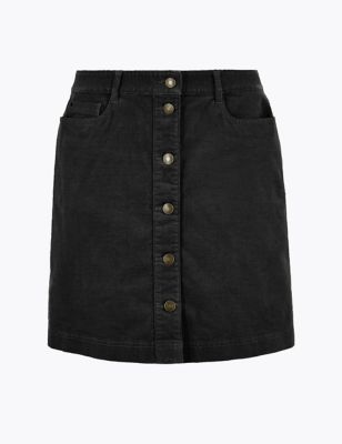 Corduroy Button Front A-Line Mini Skirt | M&S Collection | M&S