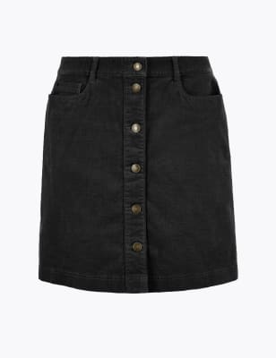 Corduroy Button Front A-Line Mini Skirt | M&S Collection | M&S