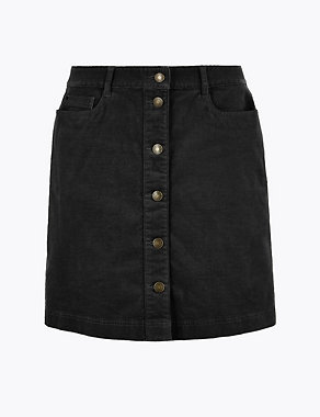 Corduroy Button Front A-Line Mini Skirt | M&S Collection | M&S