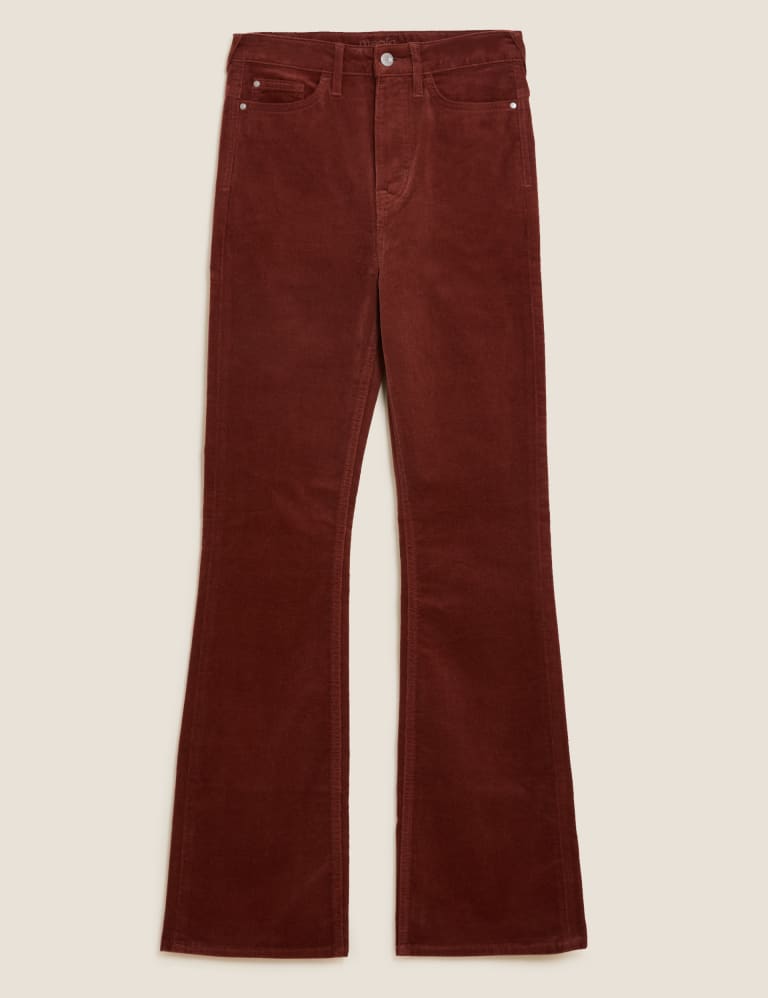 CORDUROY FLARE PANTS - WINE RED