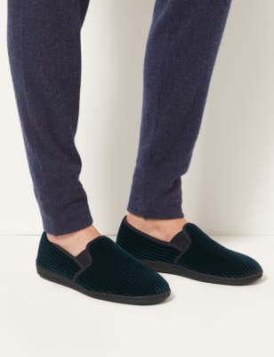 Black corduroy slippers store