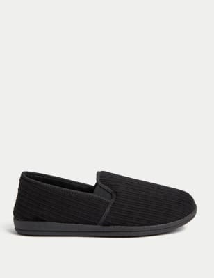 Black top corduroy slippers