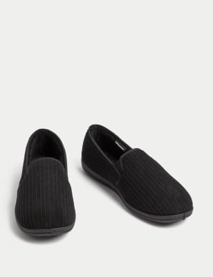 Black corduroy slippers store