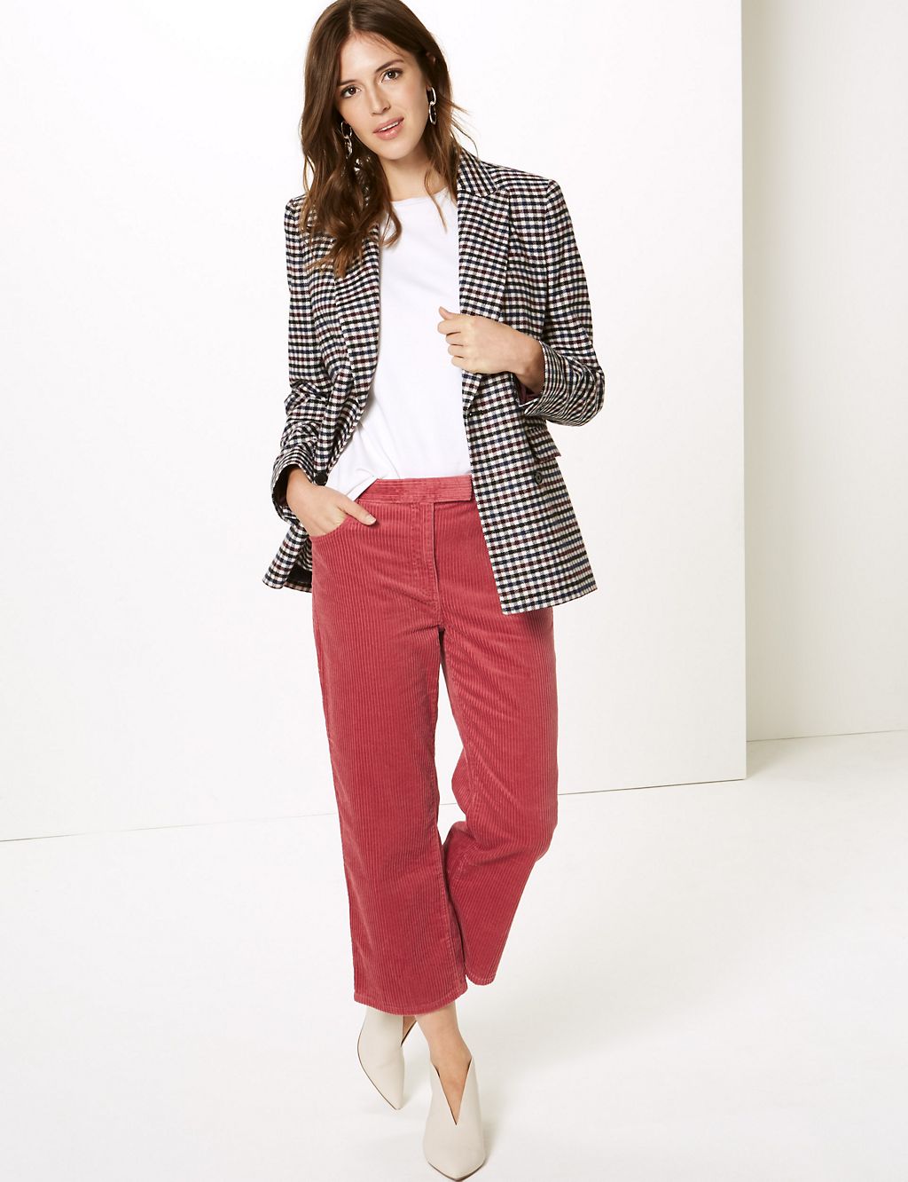 Corduroy Straight Leg Cropped Trousers 3 of 5