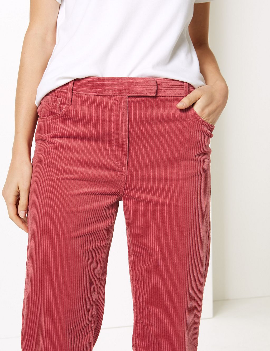 Corduroy Straight Leg Cropped Trousers 4 of 5