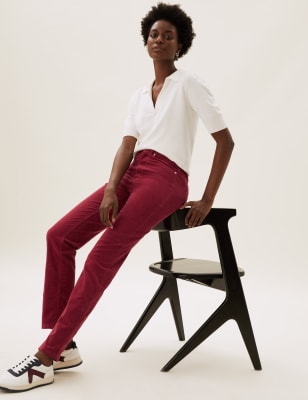 M&s collection corduroy straight leg trousers clearance