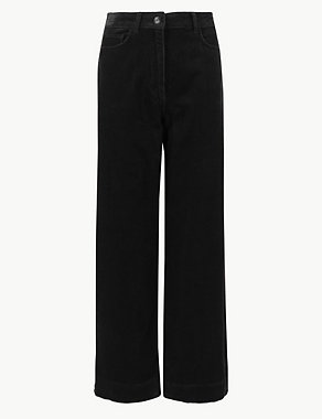 Corduroy Wide Leg Ankle Grazer Trousers Image 2 of 5