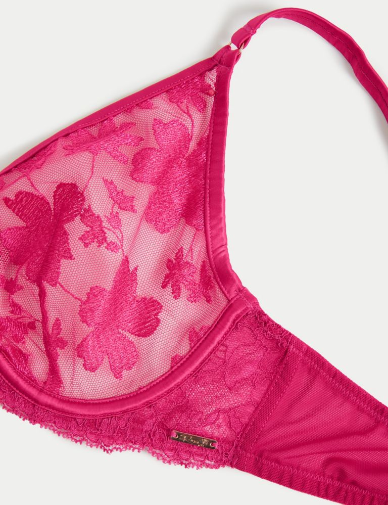 New M&S Rosie Pink Lace Embroidery Wired Bra Size 38A