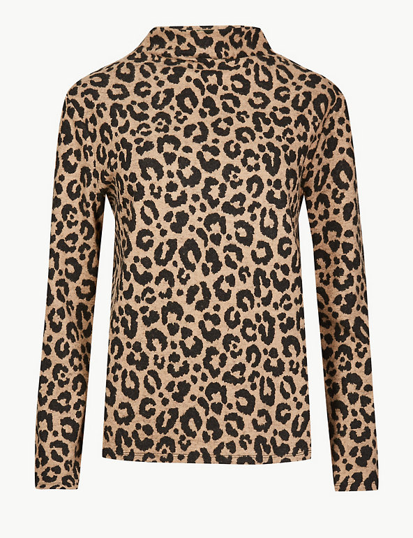 M/&S Ladies Size 20 Animal Leopard Print Top Soft Touch Brand NEW