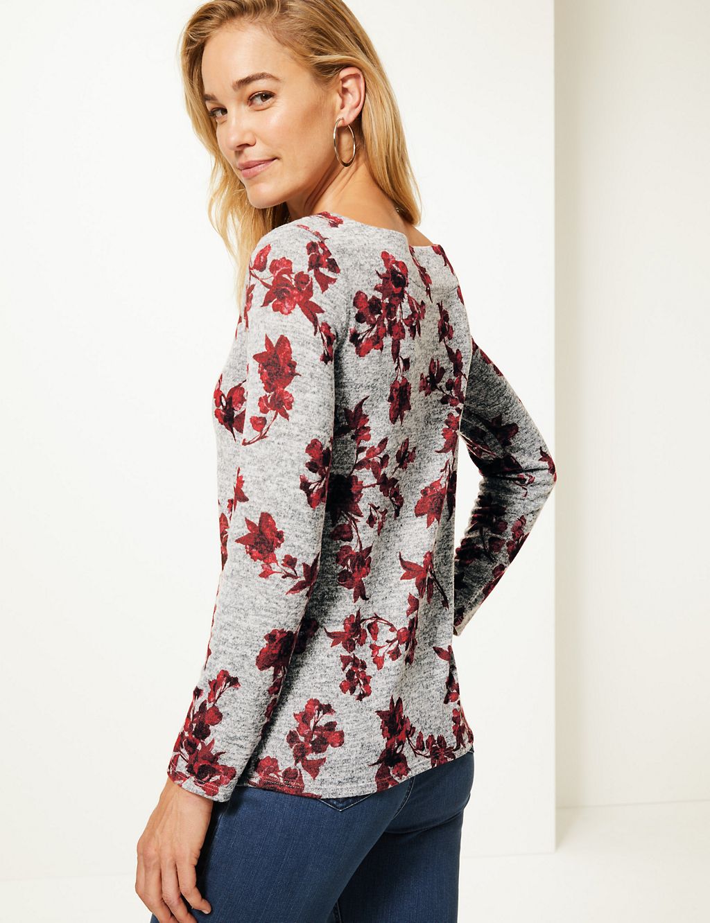 Cosy Floral Print Long Sleeve Top 4 of 4
