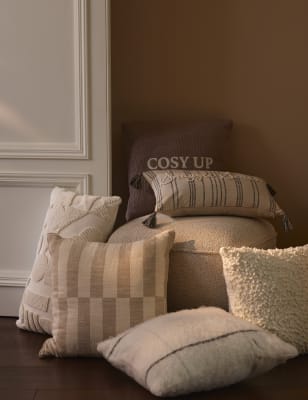 Grey slogan outlet cushion