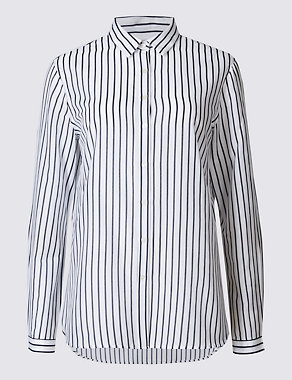 Cotton & Silk Blend Striped Shirt Image 2 of 4