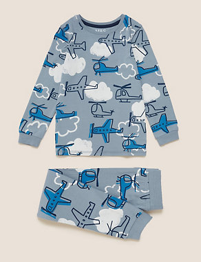 Cotton Aircraft Print Pyjama Set (1-7 Yrs) Image 2 of 4
