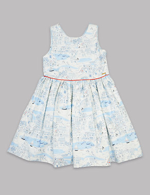 Cotton All Over Print Dress with Stretch (3-14 Years) Image 2 of 3