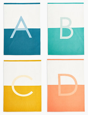 Cotton Alphabet Print Tea Towel Image 2 of 4